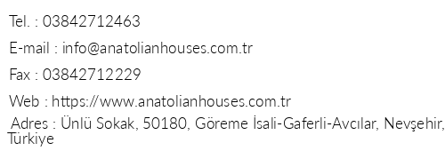 Anatolian Houses telefon numaralar, faks, e-mail, posta adresi ve iletiim bilgileri